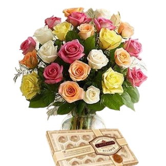 25 colorful roses with chokolates | Flower Delivery Novocheboksarsk