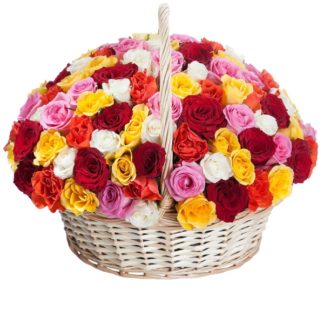 51 colorful roses in the basket | Flower Delivery Novocheboksarsk